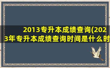 2013专升本成绩查询(2023年专升本成绩查询时间是什么时候)