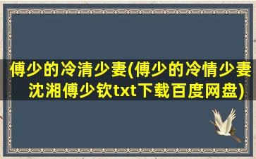 傅少的冷清少妻(傅少的冷情少妻沈湘傅少钦txt下载百度网盘)