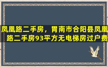 凤凰路二手房，胃南市合阳县凤凰路二手房93平方无电梯房过户费是多少