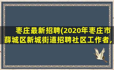 枣庄最新招聘(2020年枣庄市薛城区新城街道招聘社区工作者,大专可以报名嘛)