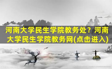 河南大学民生学院教务处？河南大学民生学院教务网(点击进入)