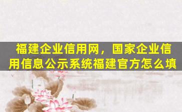 福建企业信用网，*企业信用信息公示系统福建官方怎么填