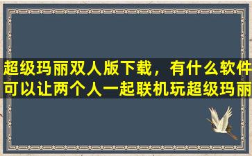 超级玛丽双人版下载，有什么软件可以让两个人一起联机玩超级玛丽