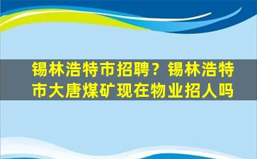 锡林浩特市招聘？锡林浩特市大唐煤矿现在物业招人吗