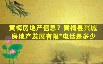 黄梅房地产信息？黄梅县兴城房地产发展有限*电话是多少